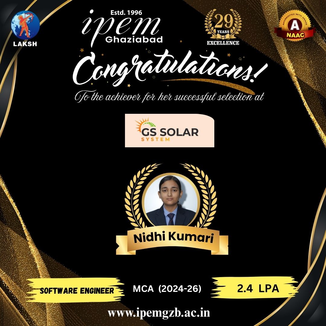 Placement Highlight for Nidhi Kumari